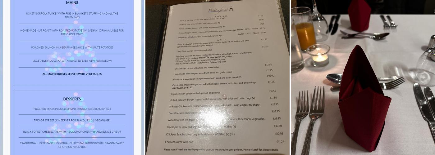 The Waterfront Harwich Menu