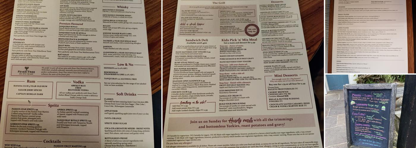 The White Horse Menu