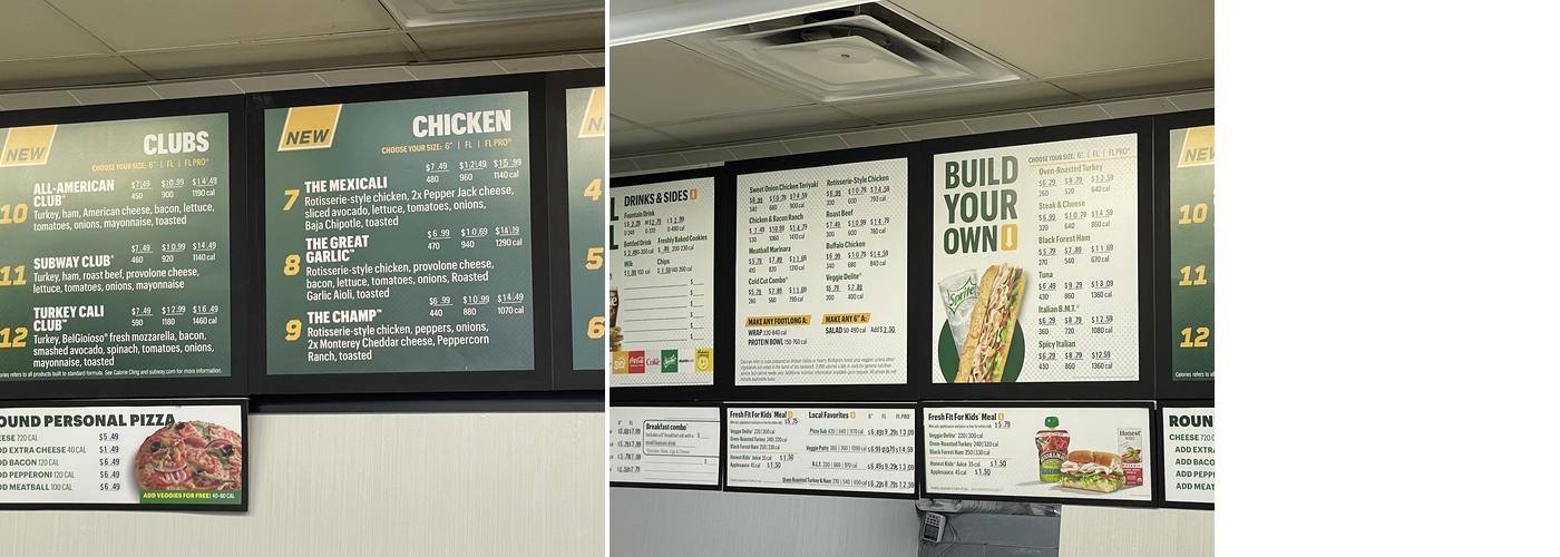 Subway Menu