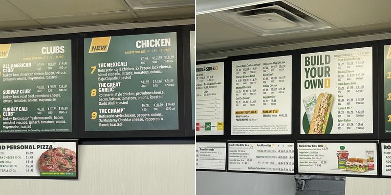 Subway Menu