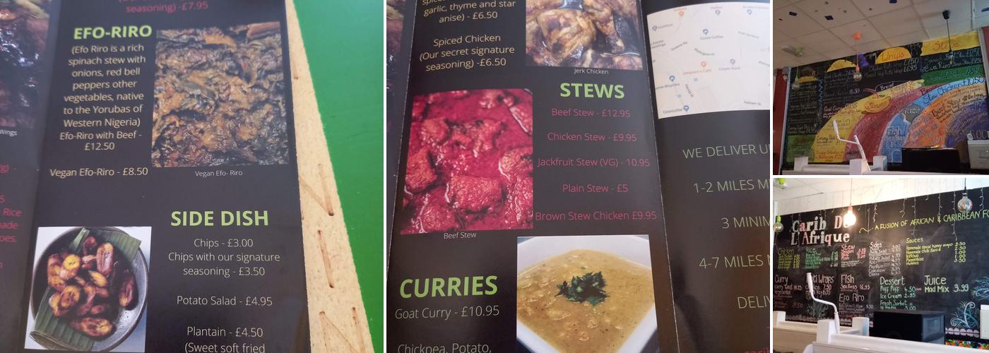 Carib De L' Afrique Menu