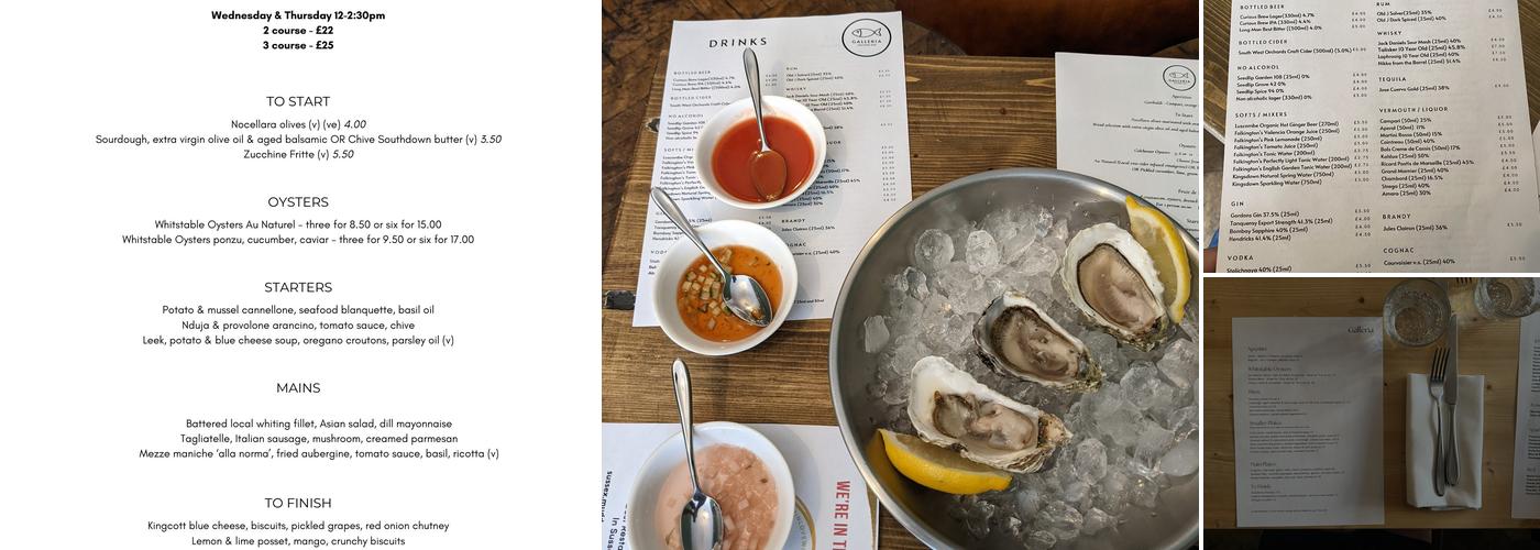 Galleria Seafood Bar Menu