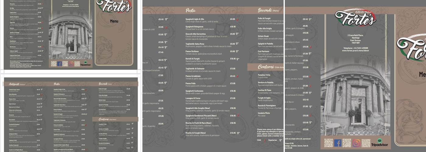 Fortes Pizzeria Menu