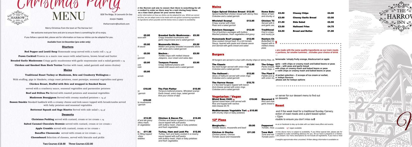 The Harrow Inn Menu