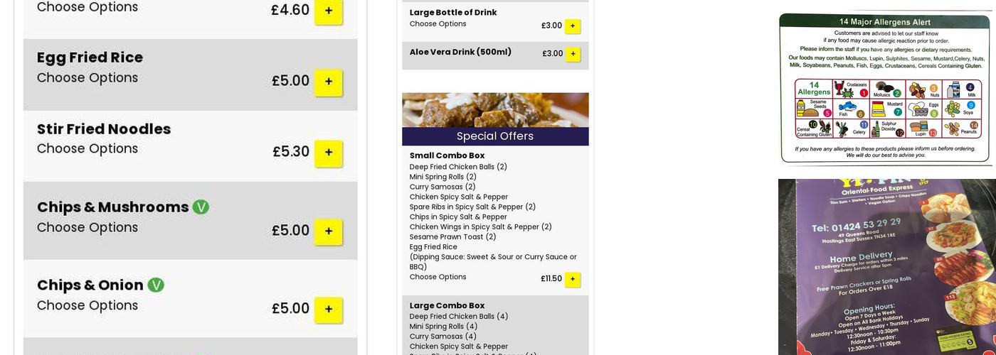 YI PIN（oriental food express) Menu