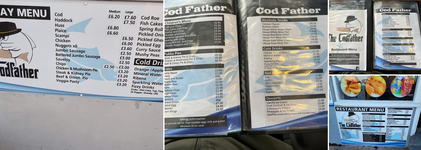 The Famous Cod Father Fish Bar Menu