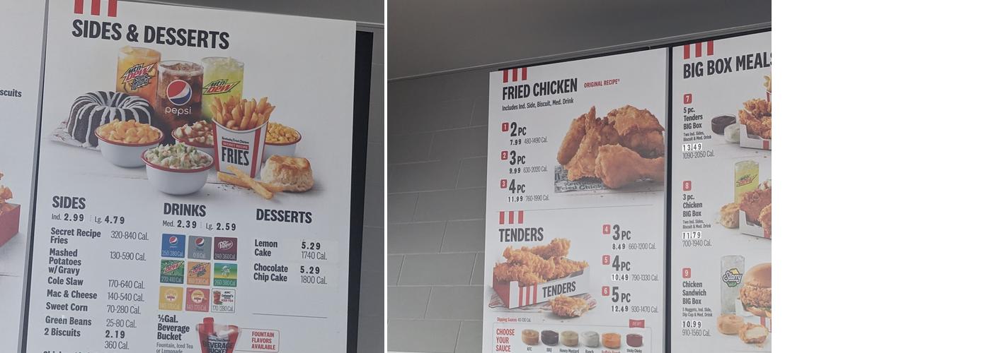 KFC Menu