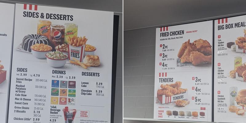 KFC Menu