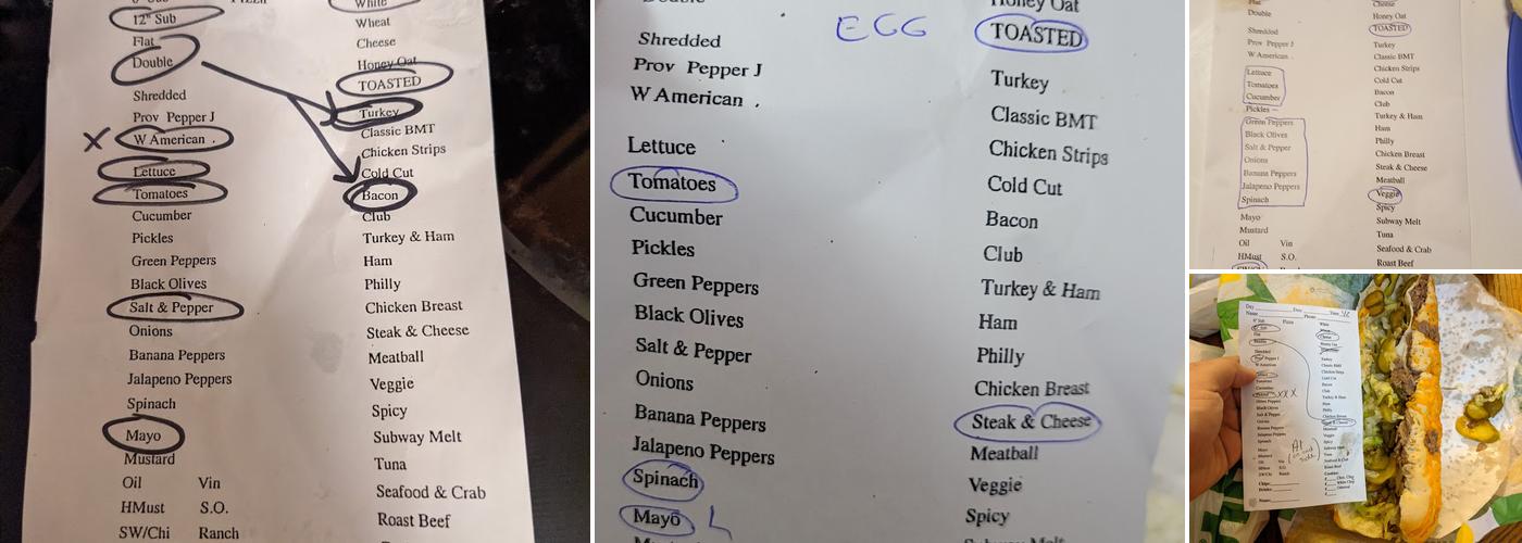 Subway Menu