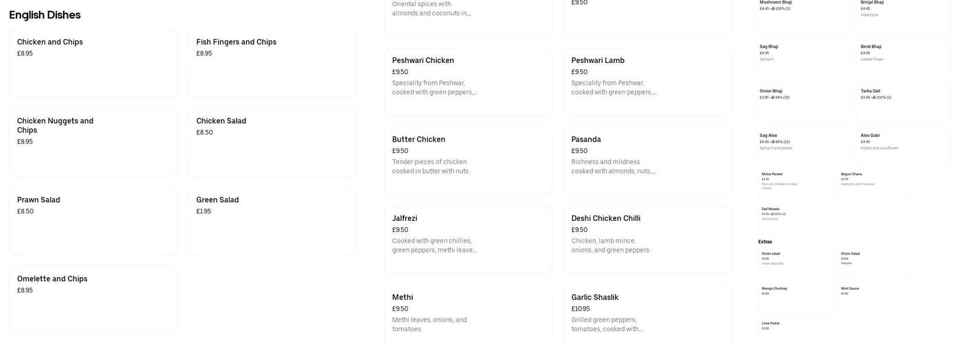 The Tandoori Ghor Menu