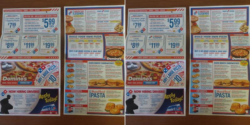 Domino's Pizza Menu