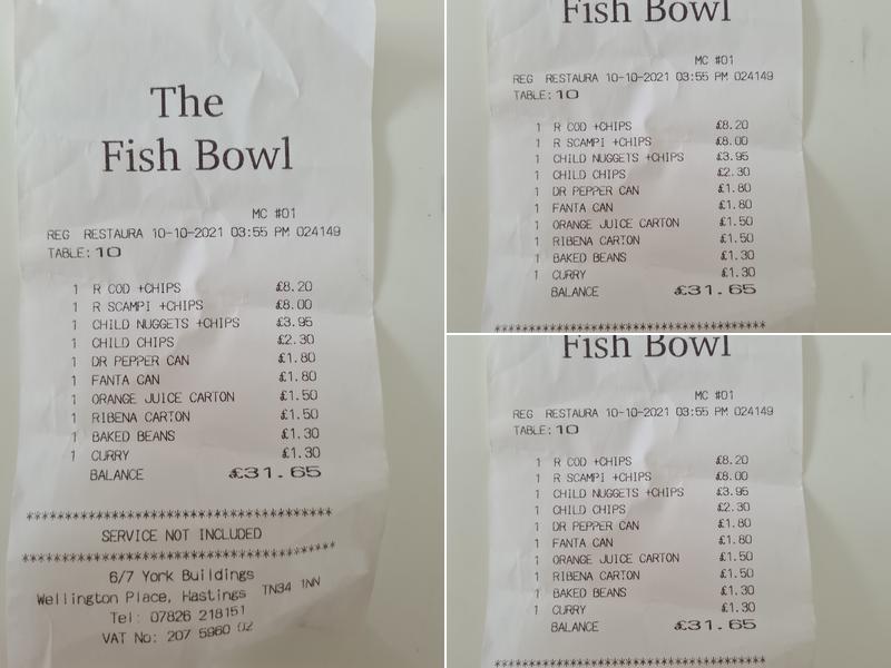 The Fish Bowl Menu