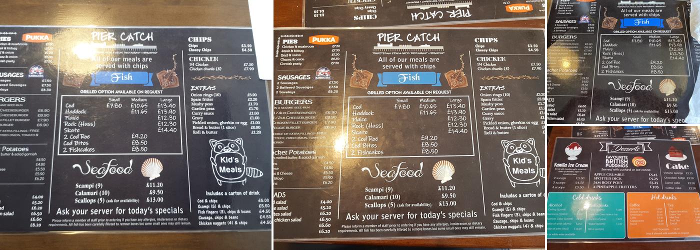 Pier Catch Menu