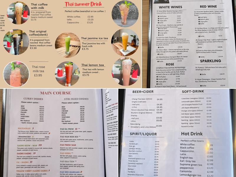 Jasmine Thai & Speciality Seafood Menu