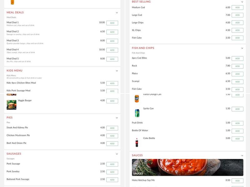 Hughenden Fish Bar Menu