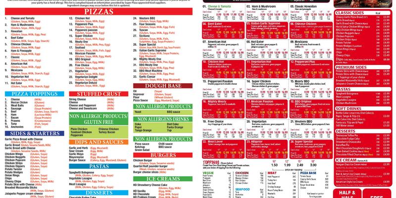 Super Pizza Menu
