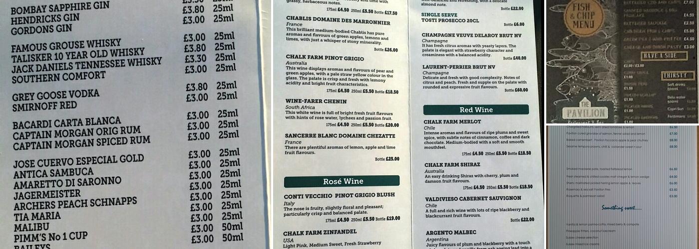 The Pavilion Restaurant & Bar Menu