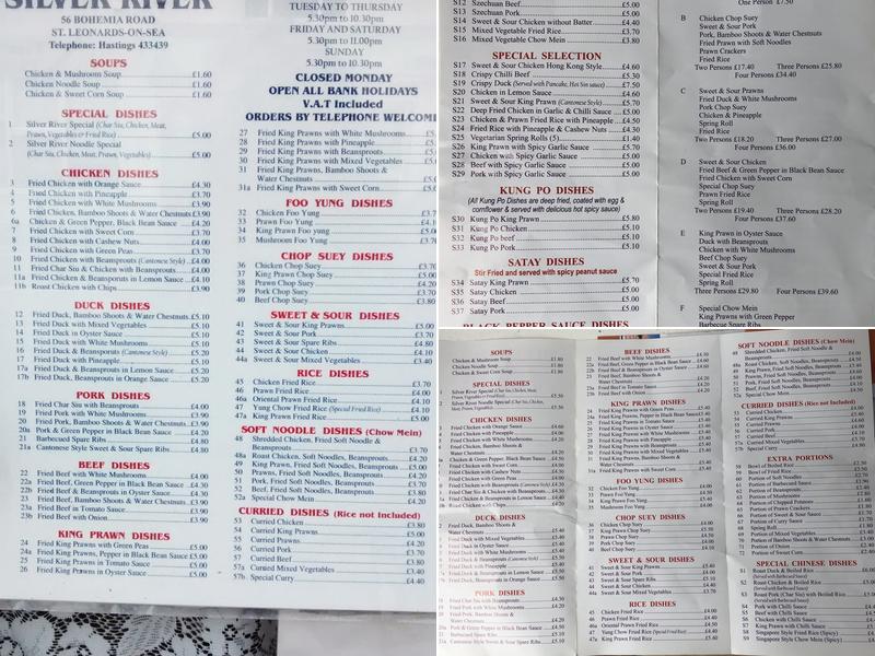 The Silver River Menu