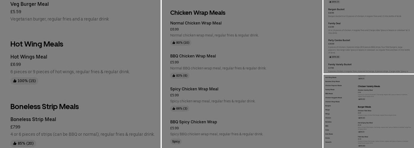 Famous Fried Chicken Menu