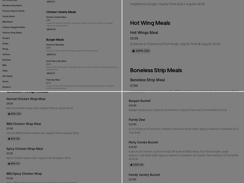 Famous Fried Chicken Menu