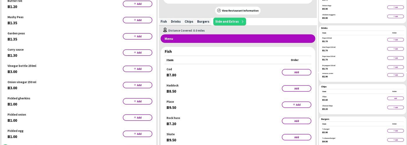 Oh My Cod Fish Bar Menu