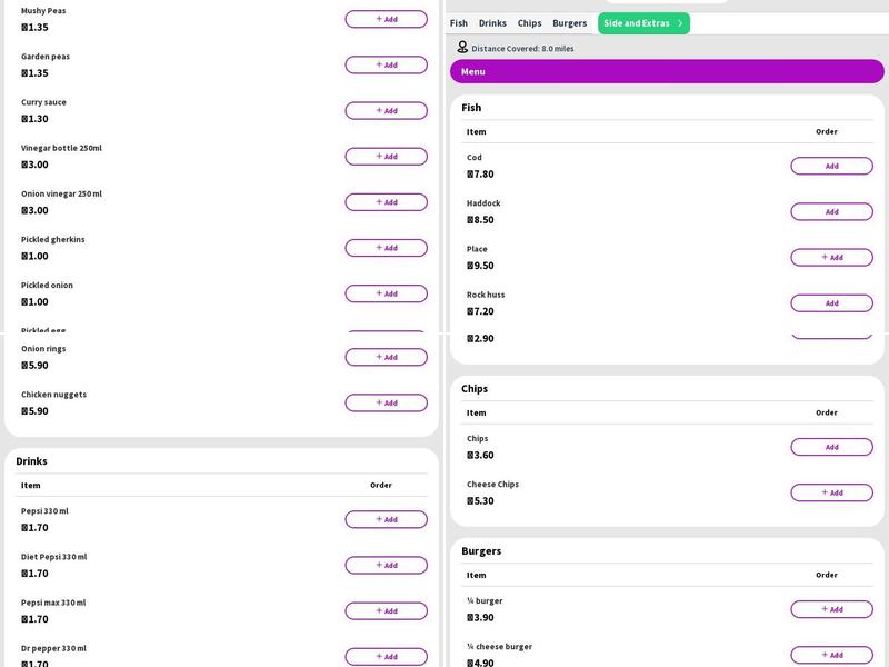 Oh My Cod Fish Bar Menu