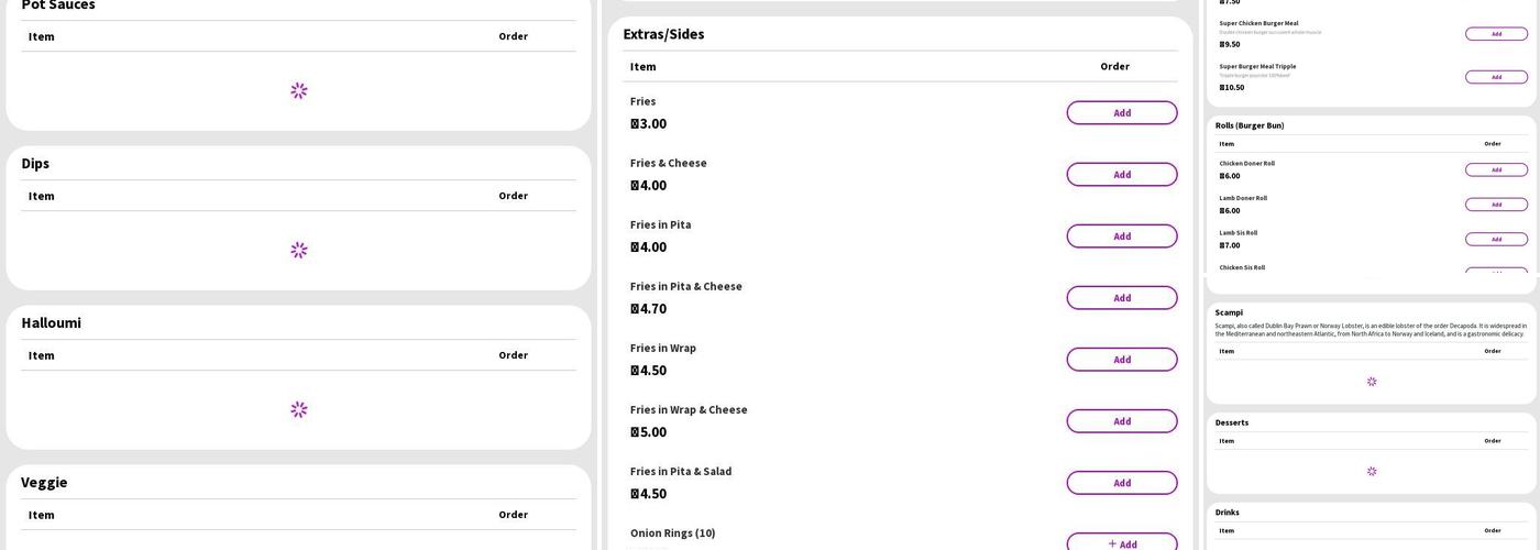 Max's kebab shop Menu