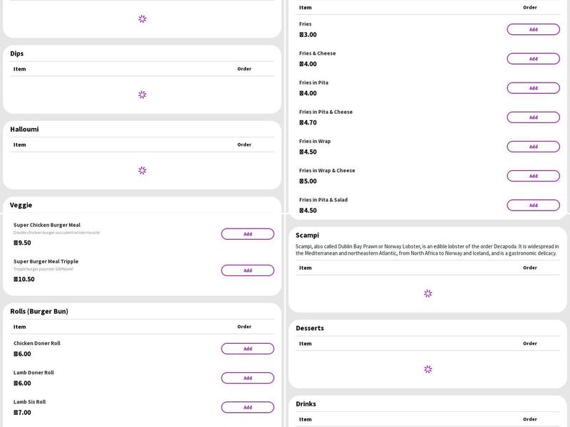 Max's kebab shop Menu