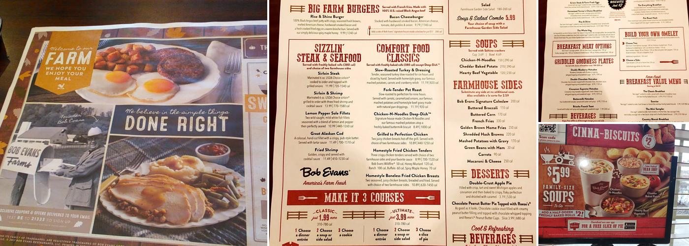 Bob Evans Menu
