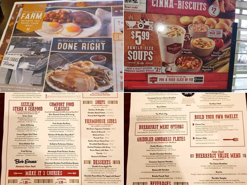 Bob Evans Menu