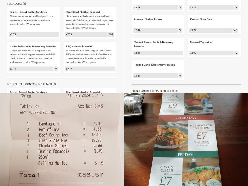 Duke Of Wellington Menu