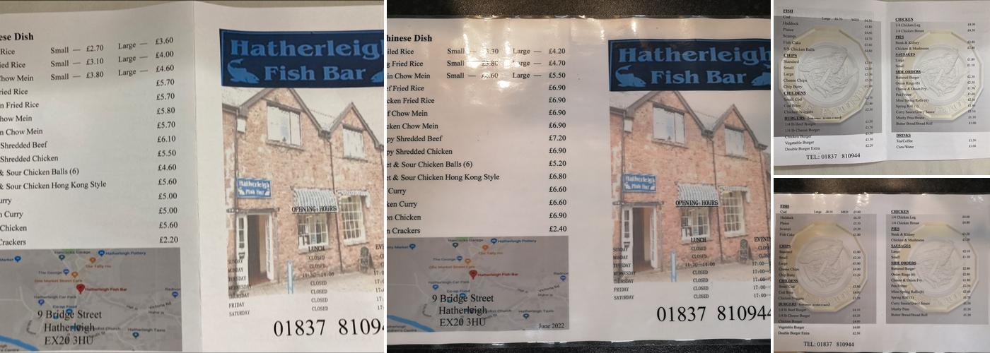 Hatherleigh Fish Bar Menu