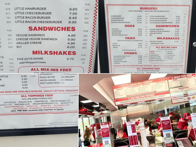 Five Guys West Midlands Designer Outlet Menu