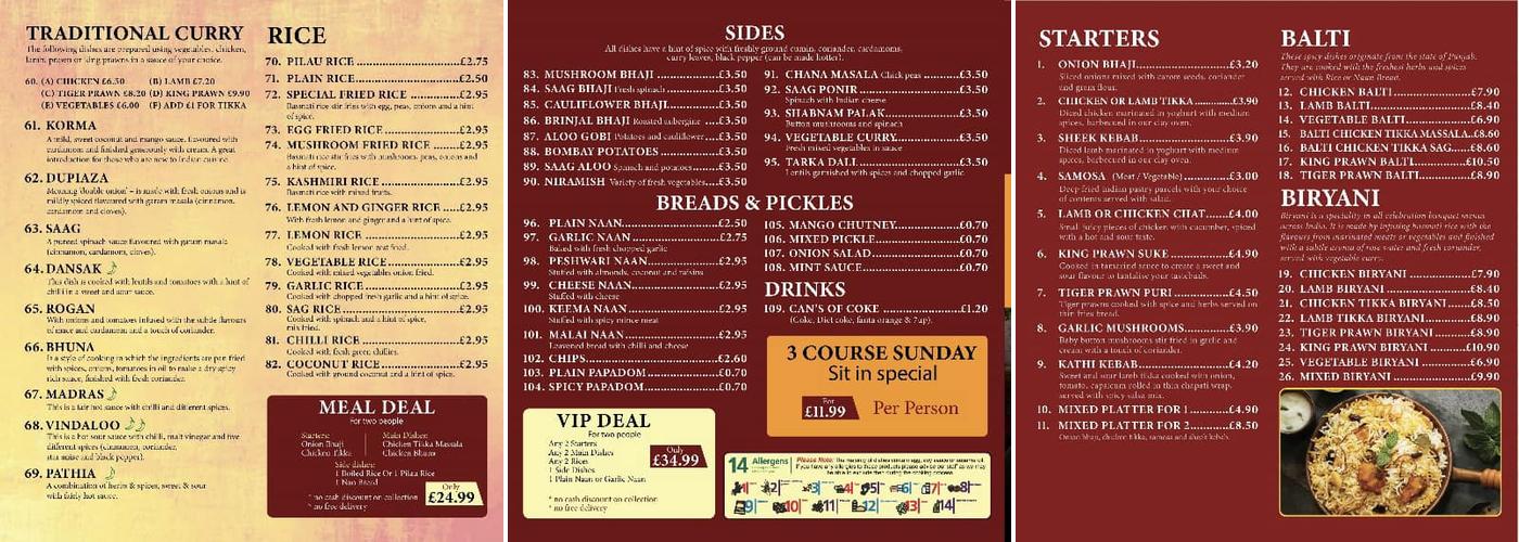Massala Lounge Menu