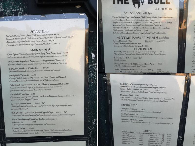 The Bull Inn Menu