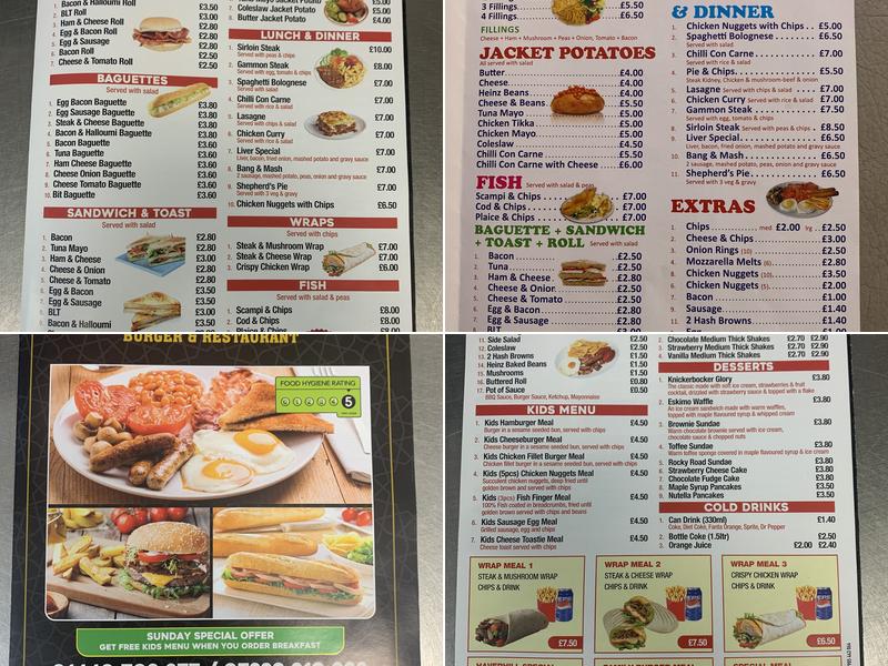 Jenny's Burger restaurant Menu