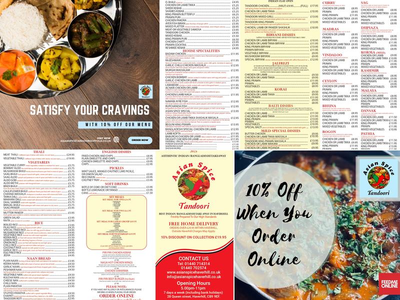 Asian Spice Tandoori, Haverhill Menu