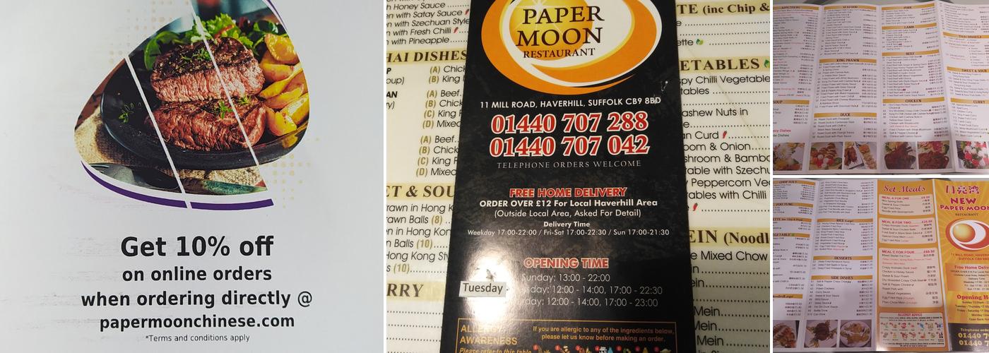 Paper Moon Chinese Menu