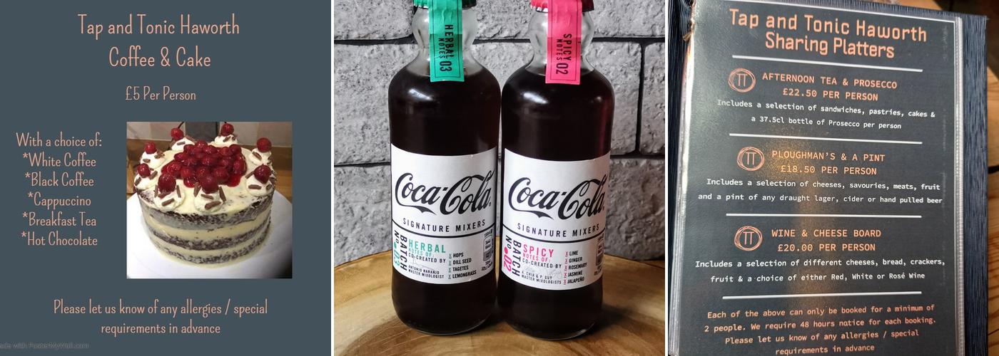 Tap and Tonic Haworth Menu