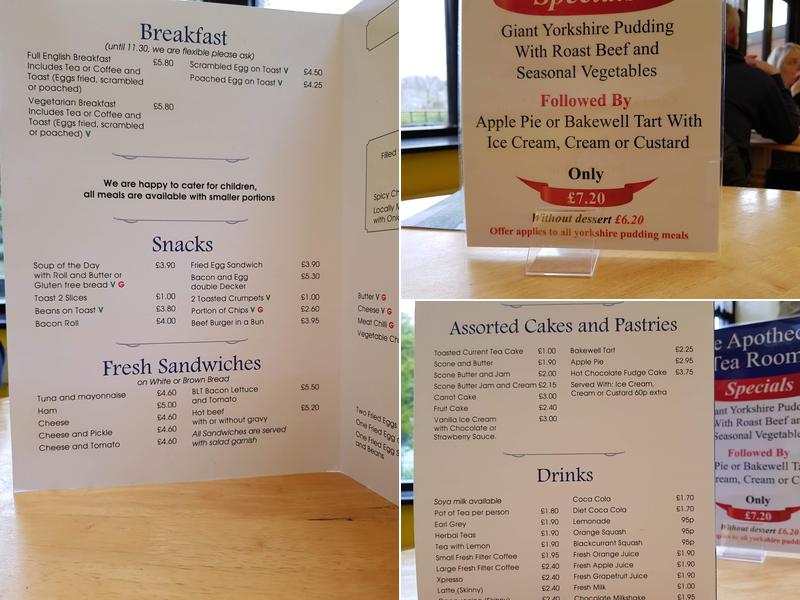 The Apothecary Tea Rooms Menu