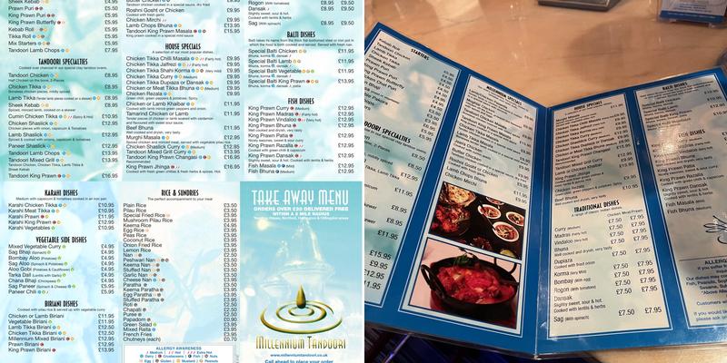 Millenium Tandoori Restaurant Menu