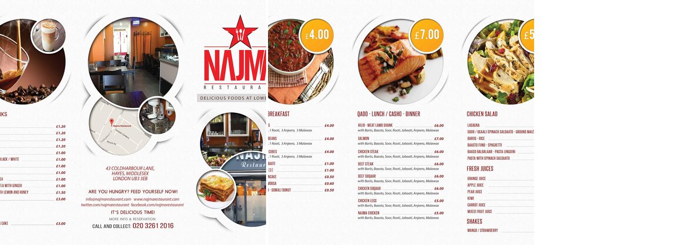 Najma Restaurant Menu