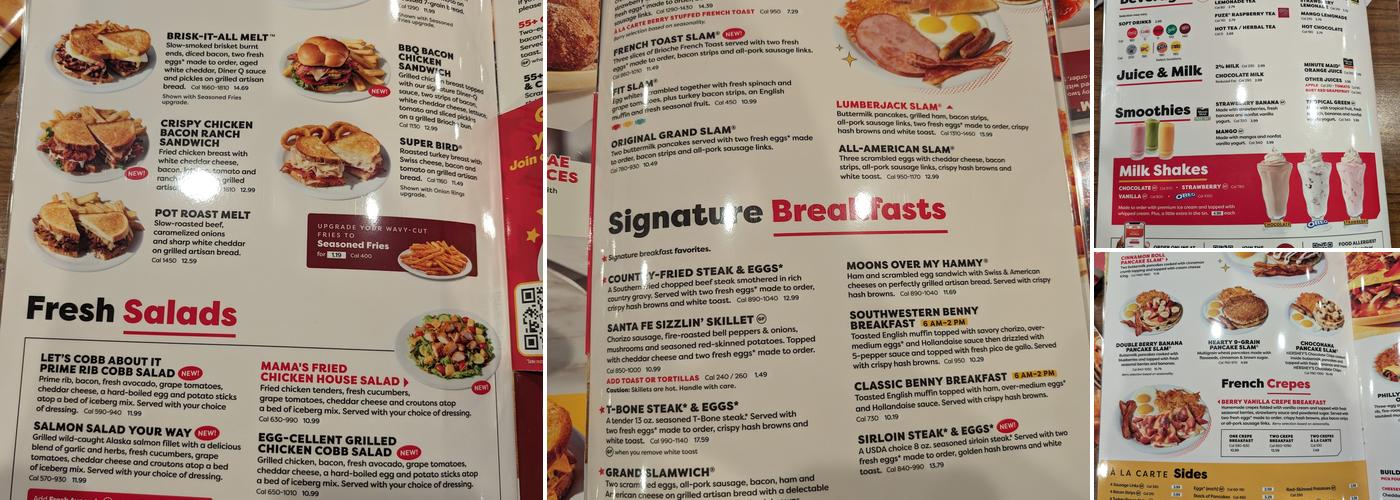 Denny's Restaurant Menu