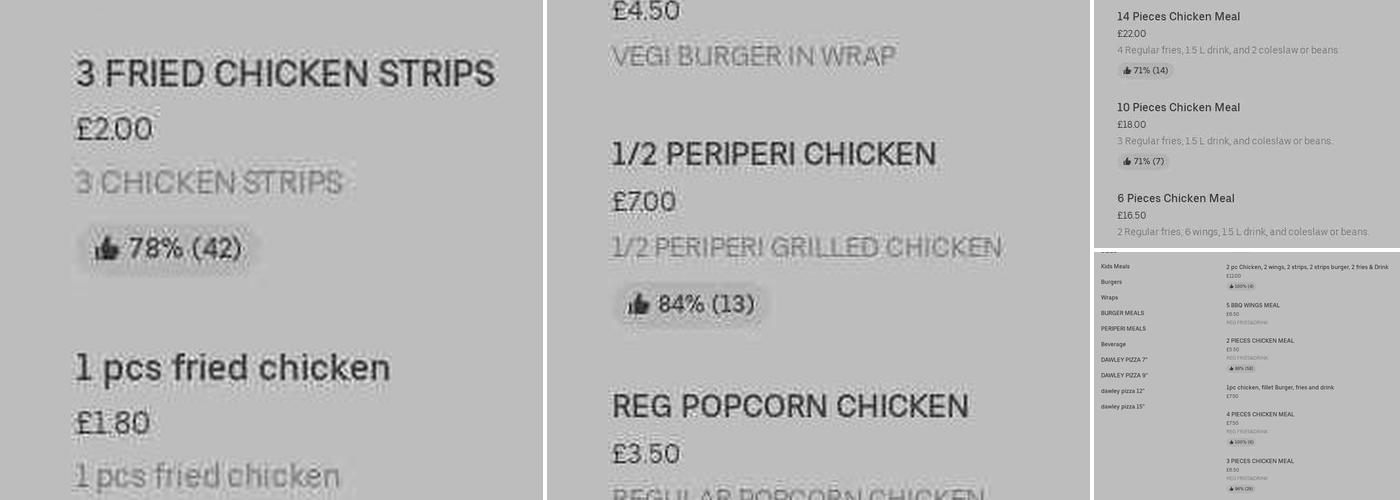 Dawley Chicken Menu