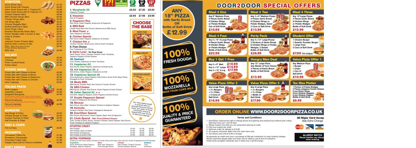 Door 2 Door Pizza Hayes Menu