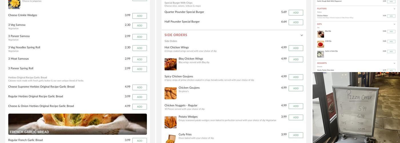 Herbies Pizza & burger hayes Menu