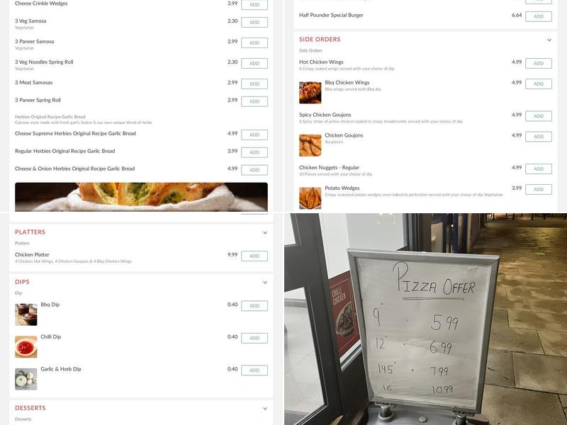 Herbies Pizza & burger hayes Menu