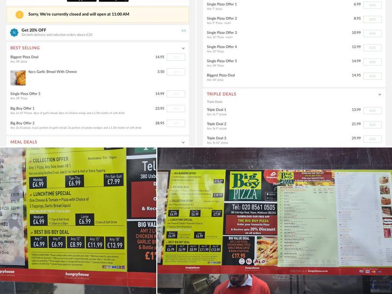 The Big Boy Pizza Menu