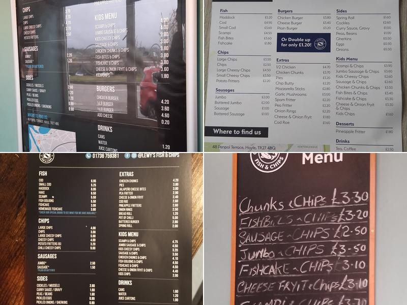 Lewy's Fish and Chips Menu