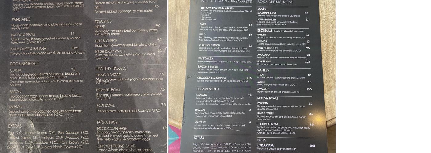 WOLFOX BROADWAY Menu